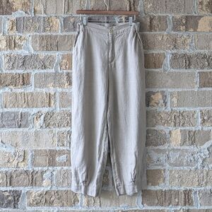 Grae Cove 100% Linen Beige Khaki Cropped Pants Size Medium
